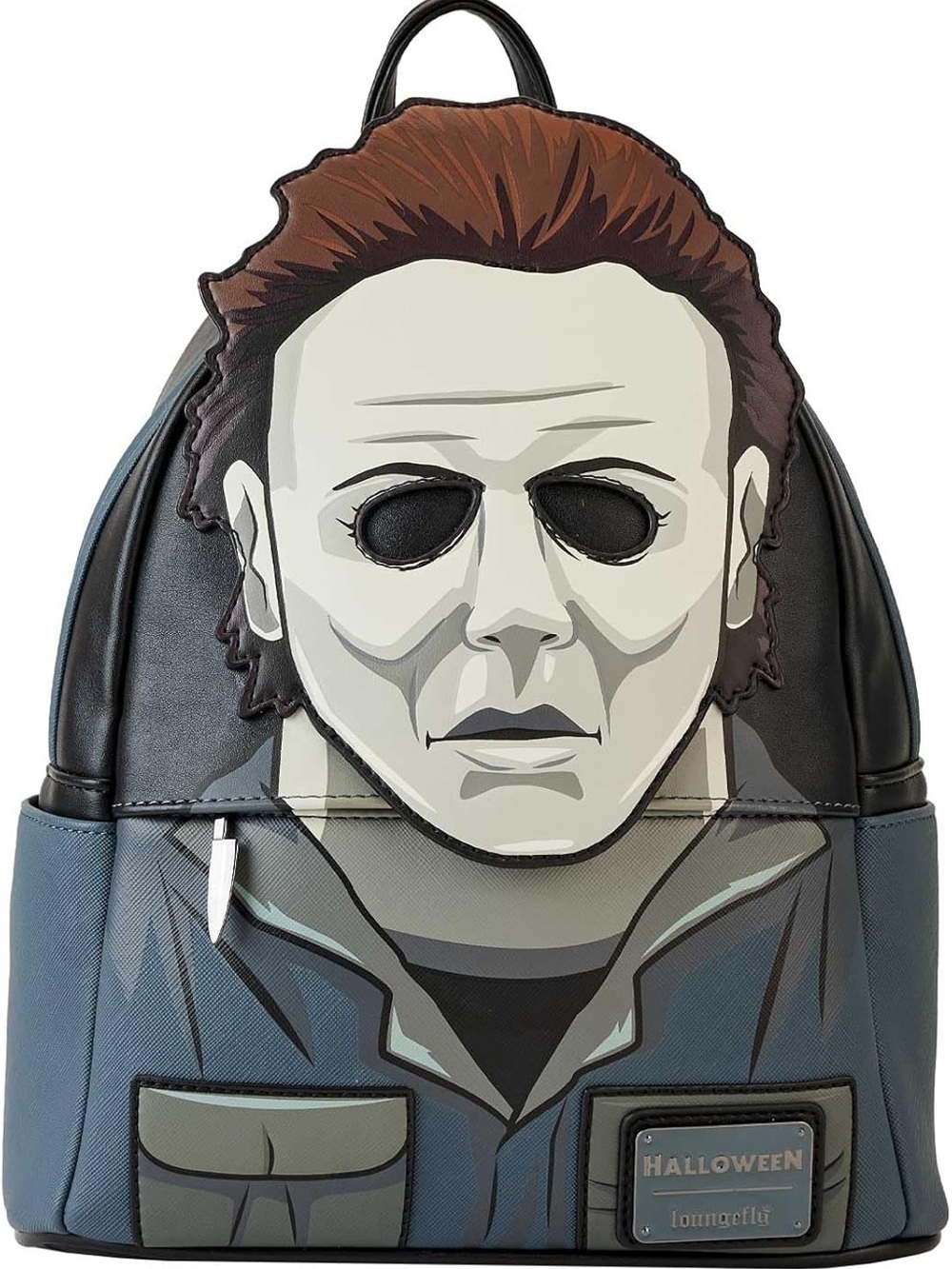 Loungefly Michael Myers Mask Graphic Backpack. GLOWS IN THE DARK